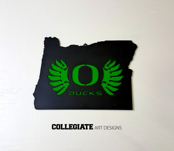 O-Wings In Oregon - Black on Green - Wall Art