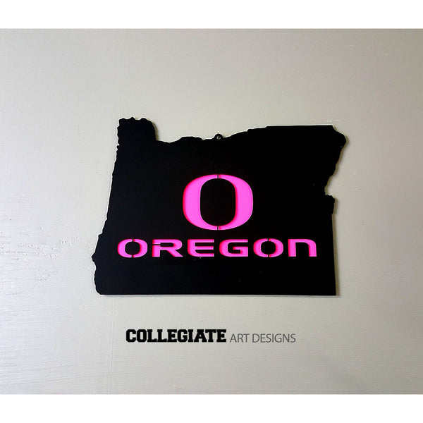 O-Oregon In Oregon - Black on Pink - Wall Art