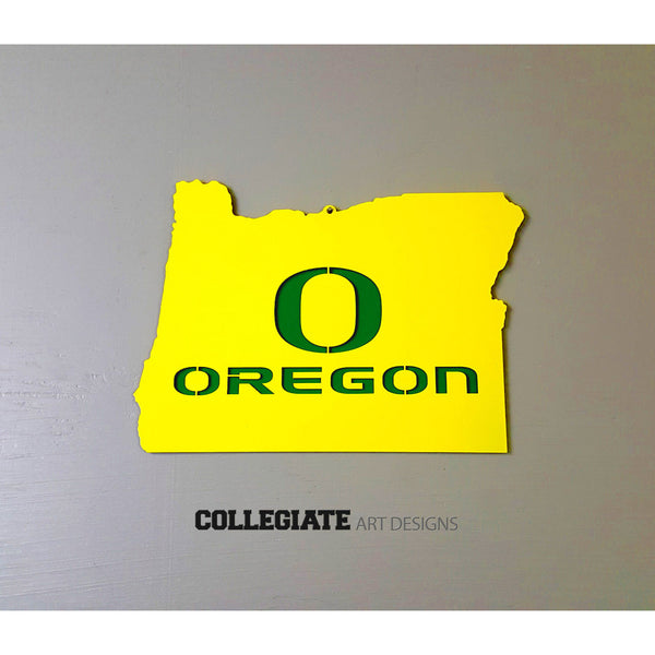 O-Oregon In Oregon - Yellow on Green - Wall Art