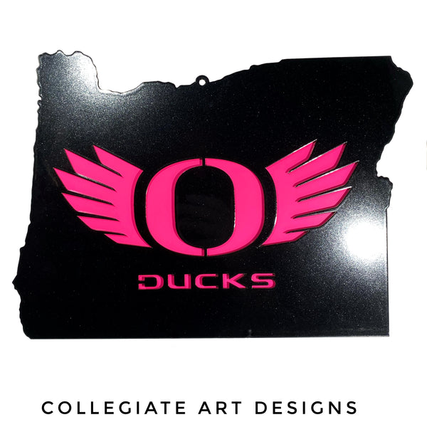 O-Wings In Oregon - Black on Pink - Wall Art