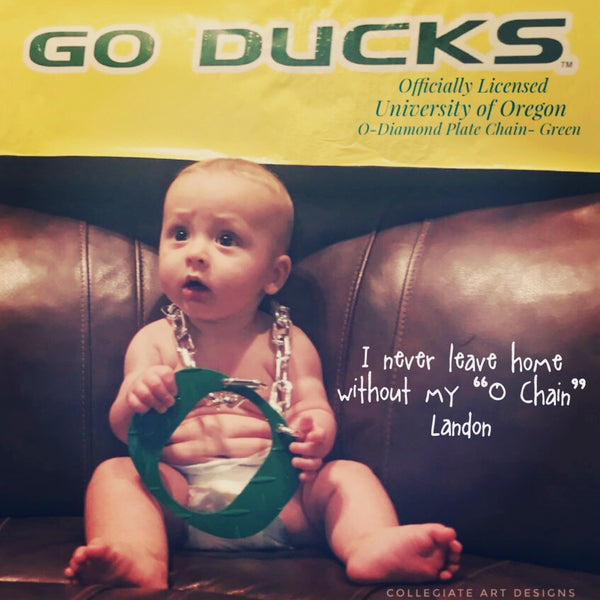 O Chain-University of Oregon Ducks-Aluminum Diamond Plate-Green-O Necklace