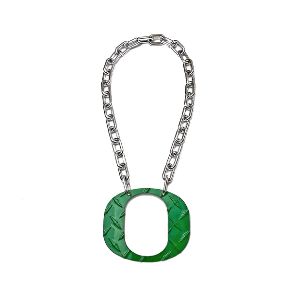 O Chain-University of Oregon Ducks-Aluminum Diamond Plate-Green-O Necklace