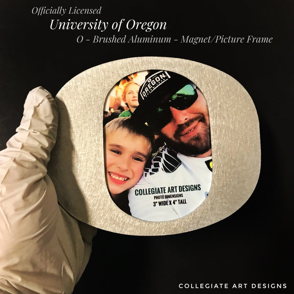 University of Oregon - O - Brushed Aluminum - Magnet/Picture Frame
