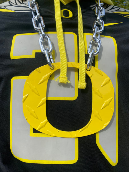 O Chain-University of Oregon Ducks-Aluminum Diamond Plate-Yellow-O Necklace