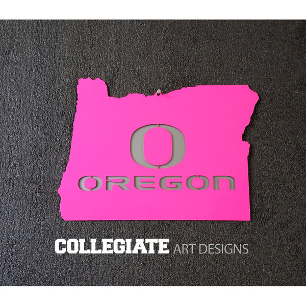 O-Oregon In Oregon - Pink on Silver - Wall Art