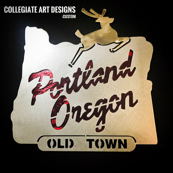 Portland Oregon Sign - Red and Black