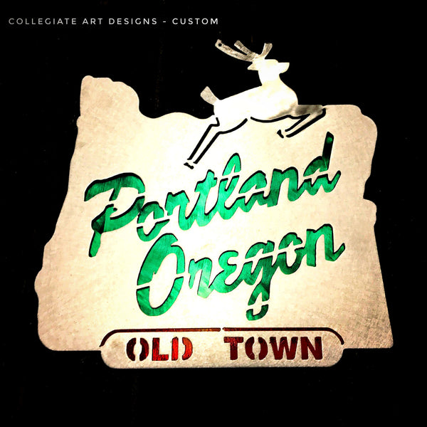 Portland Oregon Sign - Green and Red