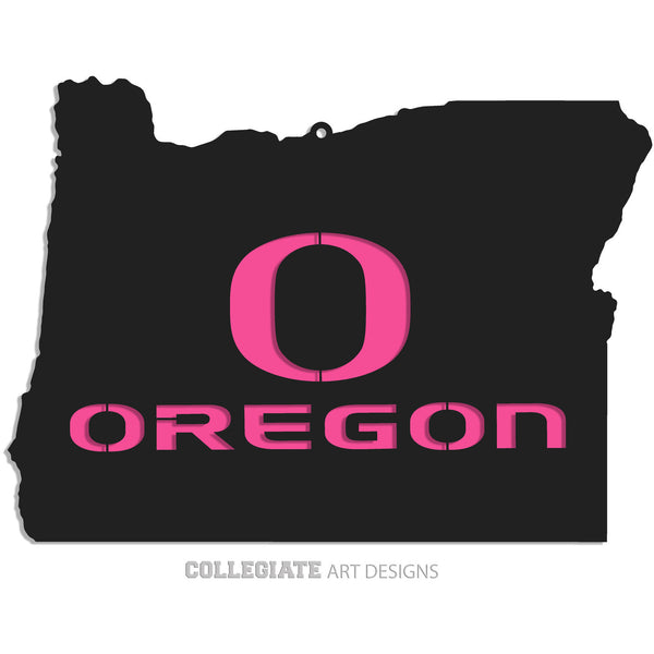 O-Oregon In Oregon - Black on Pink - Wall Art