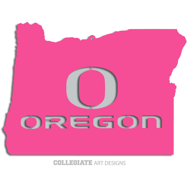 O-Oregon In Oregon - Pink on Silver - Wall Art