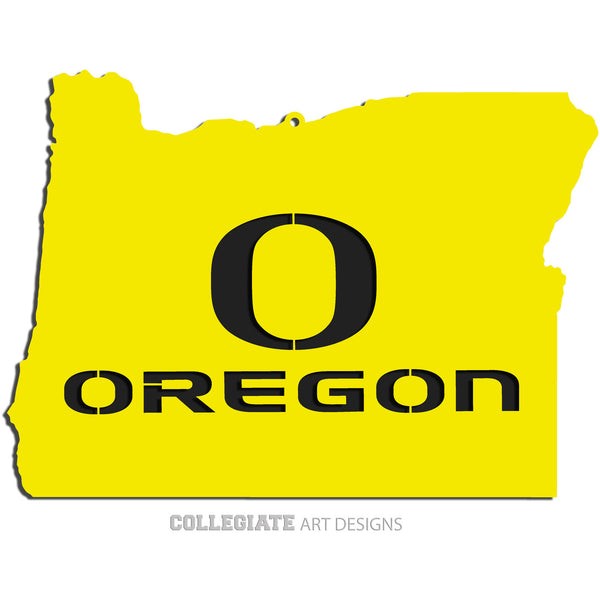 O-Oregon In Oregon - Yellow on Black - Wall Art