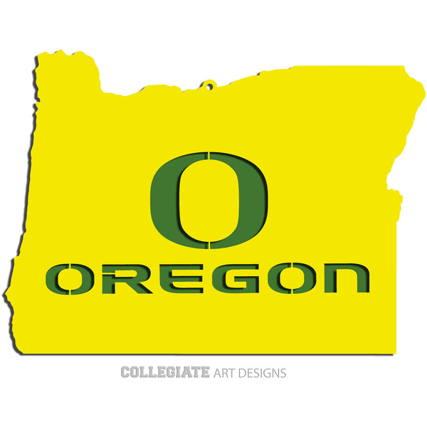 O-Oregon In Oregon - Yellow on Green - Wall Art