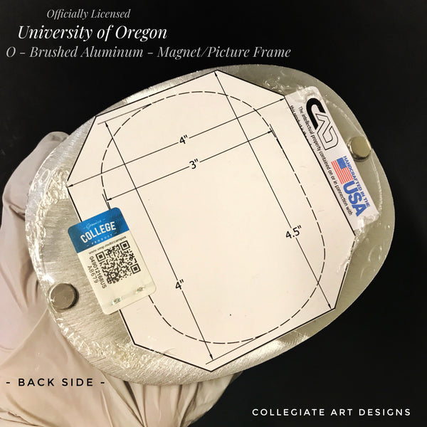 University of Oregon - O - Brushed Aluminum - Magnet/Picture Frame