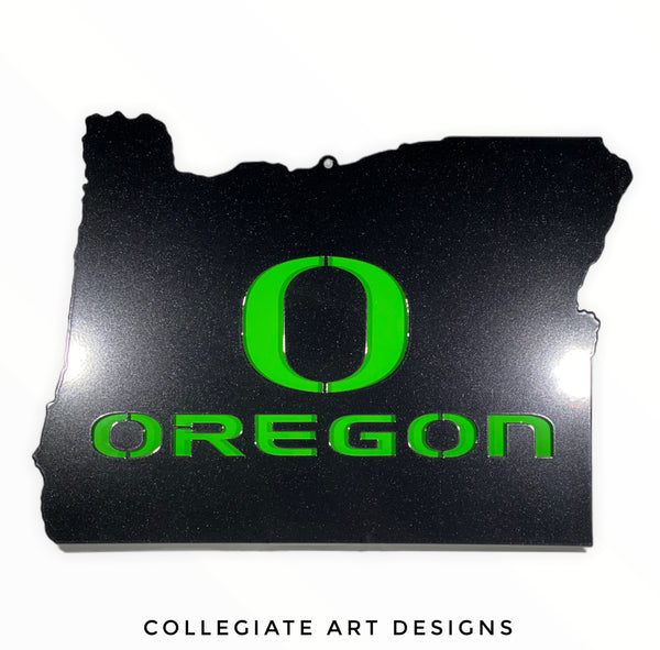 O-Oregon In Oregon - Black on Green - Wall Art
