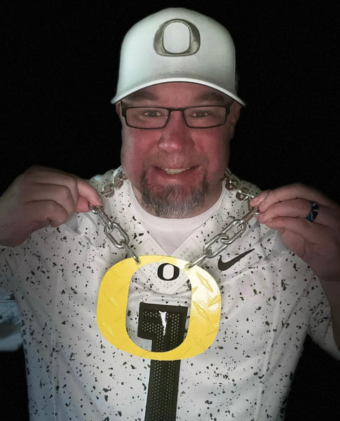 O Chain-University of Oregon Ducks-Aluminum Diamond Plate-Yellow-O Necklace