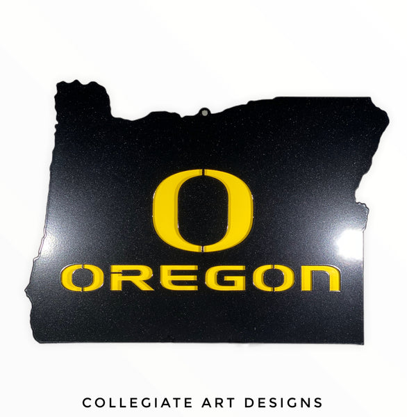 O-Oregon In Oregon - Black on Yellow - Wall Art